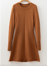 Load image into Gallery viewer, Pre-Order Straw Yellow Ribbed Detail Solid Color Mini Sweater Dress