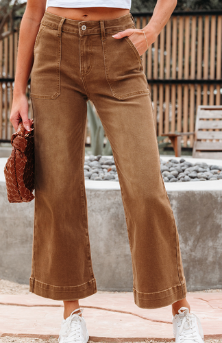 Pre-Order Cropped High Rise Wide Leg Jeans