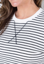 Load image into Gallery viewer, Pre-Order Plus Size White with Black Stripes Thermal Top