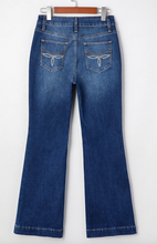 Load image into Gallery viewer, Pre-Order Blue Western Stitch Patched Pocket Bootcut Jeans