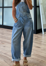 Load image into Gallery viewer, Pre-Order Blue Adjustable Buckle Barrel Denim Overalls