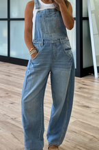 Load image into Gallery viewer, Pre-Order Blue Adjustable Buckle Barrel Denim Overalls