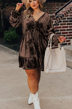 Load image into Gallery viewer, Pre-Order Plus Size Velvet Babydoll Mini Dress with Puff Sleeve