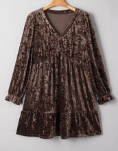 Load image into Gallery viewer, Pre-Order Plus Size Velvet Babydoll Mini Dress with Puff Sleeve