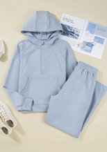 Load image into Gallery viewer, Pre-Order Half Zip Thumbhole Sleeve Hoodie Active Pants 2pcs Outfit