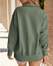 Load image into Gallery viewer, Pre-Order Buttoned Collared Raw Detail High Low Baggy Sweatshirt with Slits