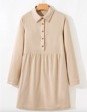 Load image into Gallery viewer, Pre-Order Corduroy Half Button Collared Long Sleeve Mini Dresses