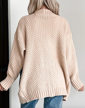 Load image into Gallery viewer, Pre-Order Open Front Knitted Denim Pocket Patchwork Cardigan