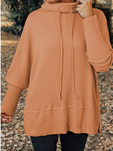 Load image into Gallery viewer, Pre-Order Textured Knit Drawstring Cowl Neck Oversize Top with Side Slits