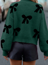 Load image into Gallery viewer, Pre-Order Pearl Embellished Bow Pattern Loose Sweater