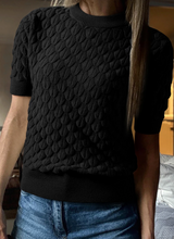 Load image into Gallery viewer, Pre-Order Fish Scale Textured Knit Ribbed High Neck Short Sleeve Sweaters