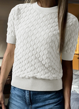 Load image into Gallery viewer, Pre-Order Fish Scale Textured Knit Ribbed High Neck Short Sleeve Sweaters