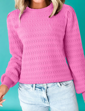Load image into Gallery viewer, Pre-Order Trendy Pattern Knit Ribbed Cuffs Crew Neck Sweaters