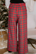 Load image into Gallery viewer, Pre-Order Red Festive Plaid Wide Leg Pull On Pants