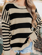Load image into Gallery viewer, Pre-Order Stripe Drop Shoulder Sleeve Patchwork Baggy Sweaters