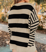 Load image into Gallery viewer, Pre-Order Stripe Drop Shoulder Sleeve Patchwork Baggy Sweaters
