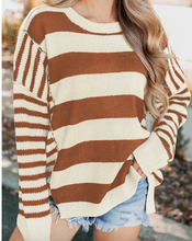 Load image into Gallery viewer, Pre-Order Stripe Drop Shoulder Sleeve Patchwork Baggy Sweaters
