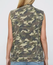 Load image into Gallery viewer, Pre-Order Green Camo Cargo Denim Vest