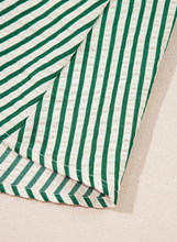 Load image into Gallery viewer, Pre-Order Stripe V Neck Zip Front Cinched High Waist Midi Dress