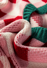 Load image into Gallery viewer, Pre-Order Pink Plaid Knit Bow Knot Decor Open Front Sweater Cardigan