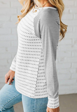 Load image into Gallery viewer, Pre-Order Stripe Raglan Patchwork Long Sleeve Tee