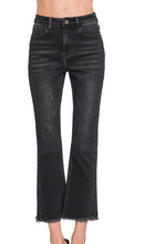 Load image into Gallery viewer, Pre-Order Black High Rise Straight Raw Hem Cropped Denim Jeans