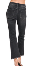 Load image into Gallery viewer, Pre-Order Black High Rise Straight Raw Hem Cropped Denim Jeans