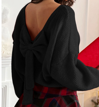 Load image into Gallery viewer, Pre-Order Festive Bow Backless Bubble Sleeve Sweaters