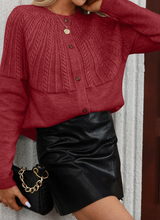 Load image into Gallery viewer, Pre-Order Solid Color Textured Detail Button Down Long Sleeve Sweater Cardigans
