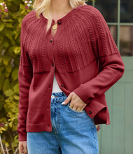 Load image into Gallery viewer, Pre-Order Solid Color Textured Detail Button Down Long Sleeve Sweater Cardigans