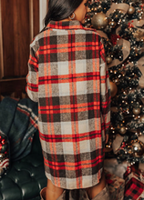 Load image into Gallery viewer, Pre-Order Red Brushed Plaid Buttoned Front Side Slit Tunic Shacket