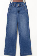 Load image into Gallery viewer, Pre-Order Blue Double Button Zip Fly Straight Leg Jeans