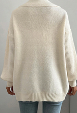 Load image into Gallery viewer, Pre-Order Beige Solid Color Knit Lapel Collar Single Button Sweater Cardigan