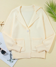 Load image into Gallery viewer, Pre-Order Beige Solid Color Knit Lapel Collar Single Button Sweater Cardigan