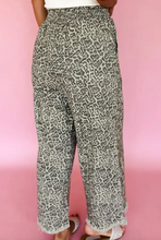 Load image into Gallery viewer, Pre-Order Brown Leopard Print Raw Hem Elastic Waist Loose Pull On Jeans