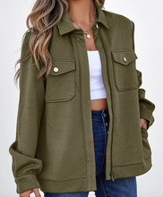 Load image into Gallery viewer, Pre-Order Solid Color Zip Up Button Flap Pocket Shirt Collar Jackets