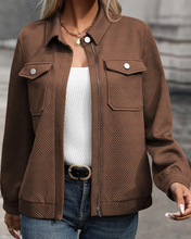 Load image into Gallery viewer, Pre-Order Solid Color Zip Up Button Flap Pocket Shirt Collar Jackets