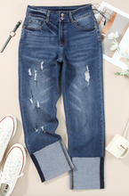 Load image into Gallery viewer, Pre-Order Blue High Waist Distressed Straight Leg Jeans