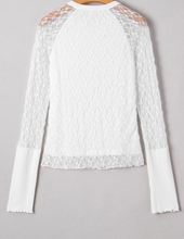 Load image into Gallery viewer, Pre-Order Sheer Lace Long Sleeve Slim Henley Tops