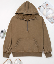 Load image into Gallery viewer, Pre-Order Half Zip Kangaroo Pocket Mineral Wash Baggy Hoods