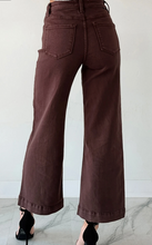 Load image into Gallery viewer, Pre-Order Red Sandalwood Solid Color Seamed Center Wide Leg Cropped Jeans
