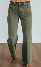 Load image into Gallery viewer, Pre-Order Four Leaf Clover Slight Distressed Raw Edge Wide Leg Jeans