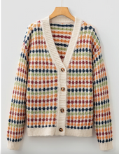 Load image into Gallery viewer, Pre-Order Multicolour Dotty Pattern Knit Button Front V Neck Sweater Cardigan