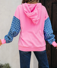 Load image into Gallery viewer, Pre-Order Checkered Patchwork Kangaroo Pocket Half Zipper Hoodies