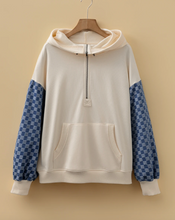 Load image into Gallery viewer, Pre-Order Checkered Patchwork Kangaroo Pocket Half Zipper Hoodies