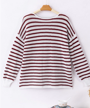 Load image into Gallery viewer, Pre-OrderStriped Knit Split Hem Baggy Sweater
