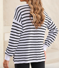 Load image into Gallery viewer, Pre-OrderStriped Knit Split Hem Baggy Sweater