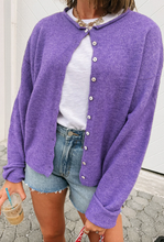 Load image into Gallery viewer, Pre-Order Wisteria Solid Color Knit Button Drop Shoulder Sweater Cardigan
