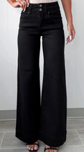 Load image into Gallery viewer, Pre-Order Black 2-Button High Waist Flared Bottom Jeans