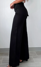 Load image into Gallery viewer, Pre-Order Black 2-Button High Waist Flared Bottom Jeans